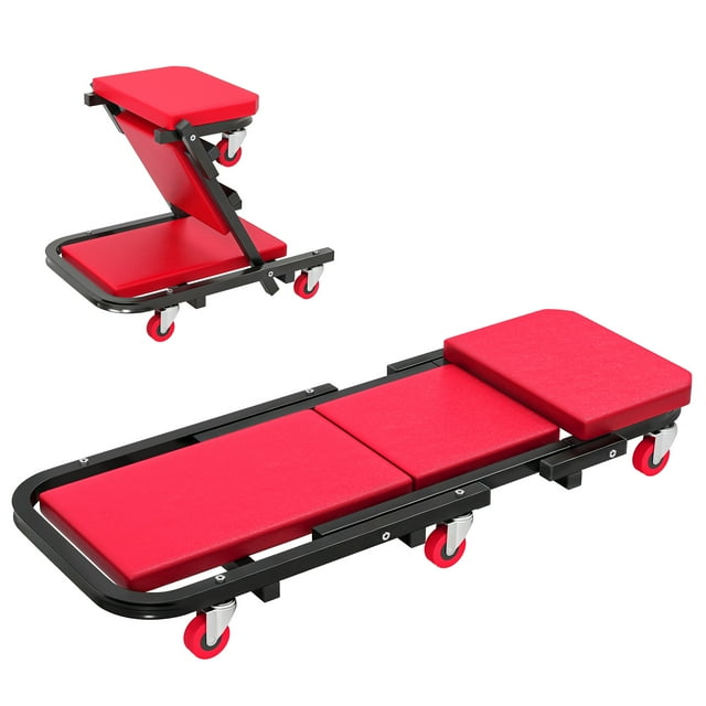 HOMCOM Tabouret Roulant 2-en-1 Automobile et Mécanique 330 lbs avec Coussin