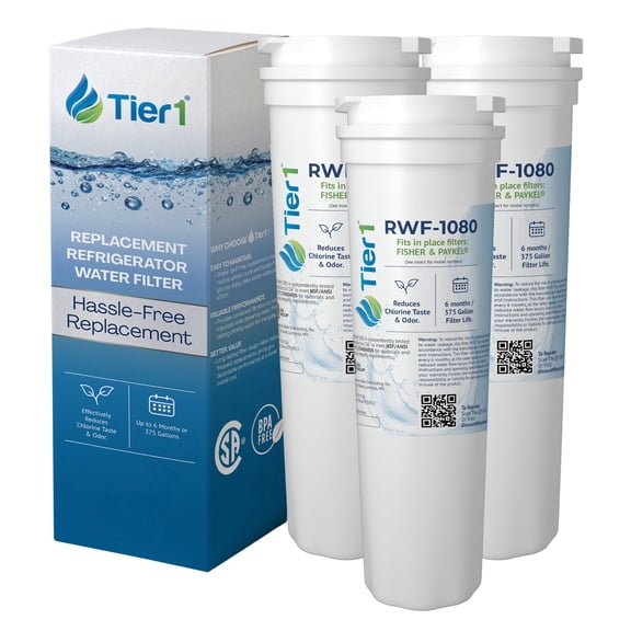 Tier1 RWF1080 836848 Refrigerator Filter | Replacement for Fisher Paykel 836860, WF296, EFF-6017A | Fridge Filter - Up to 18 months Supply | Easy Install | Odor Control | Great Tasting Water (3-pk)