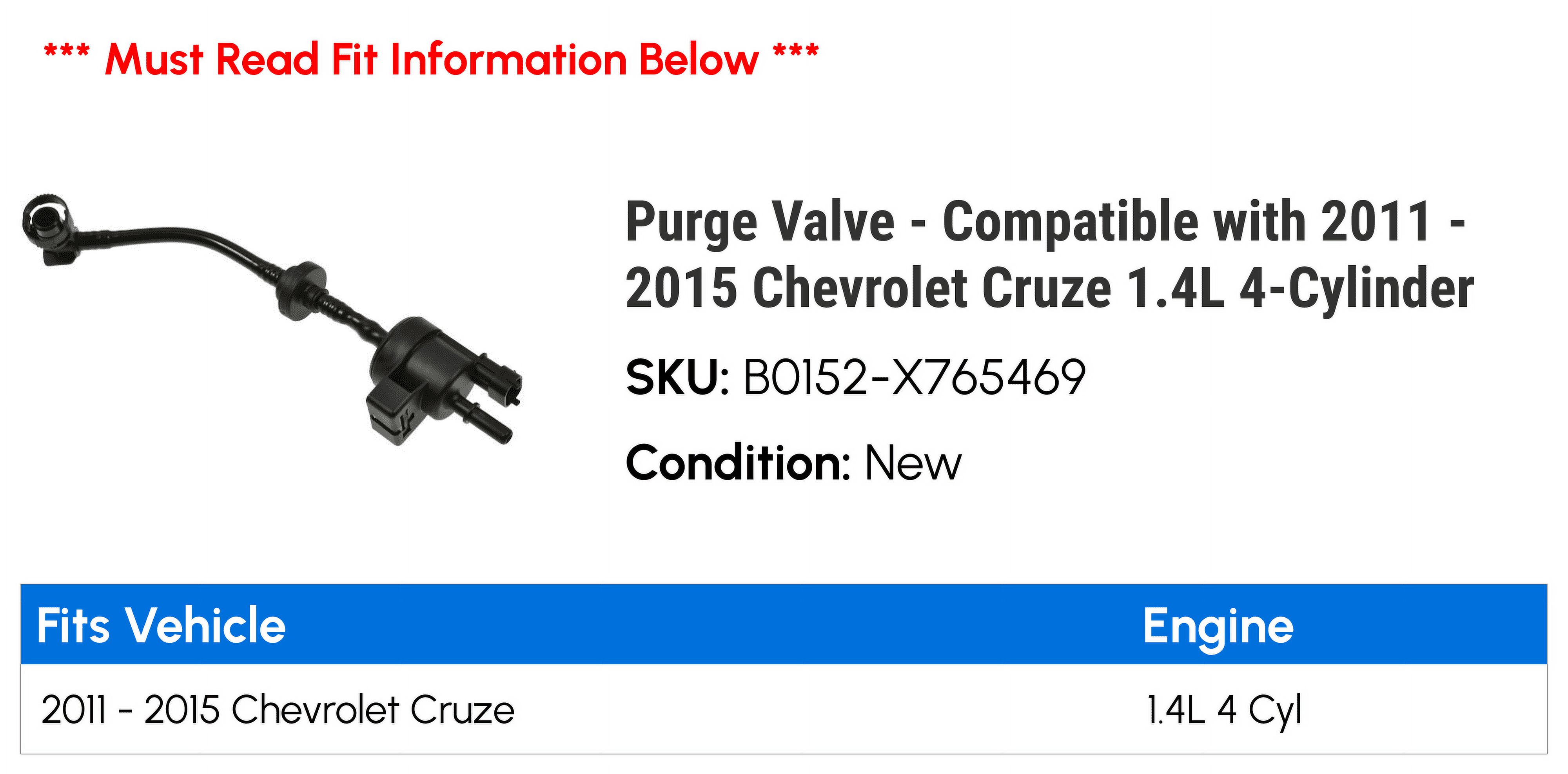 Purge Valve - Compatible with 2011 - 2015 Chevy Cruze 1.4L 4-Cylinder 2012 2013 2014