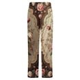 thumbnail image 6 of Elegant Rose Floral Print Winter Female Pants Flannel High Waist Women Pants Lady Warm Straight Leg Plush Trousers, 6 of 7