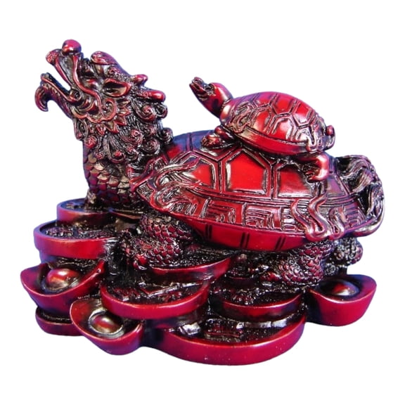 Feng Shui Red Dragon Turtle Statue