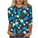 thumbnail image 2 of Xuyuer Women's Spring Summer Hawaiian Print Loose Casual Round Neck 3/4 Sleeve T-Shirt, Floral Pullover Top for Beach Vacations, Tropical Parties and Summer Holiday Style, 2 of 6