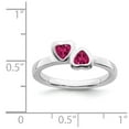 thumbnail image 5 of 925 Sterling Silver Stackable Expressions Cr. Ruby Double Heart Ring Size: 6; for Adults and Teens; for Women and Men, 5 of 5