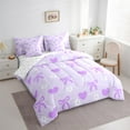 thumbnail image 4 of Manfei Kawaii Cartoon Ribbon Twin Bedding Sets 7-Piece, Blossoms Flower Floral Bedding Comforter Set, Teens Girls Kids Child Reversible Sheet Sets, Breathable Home Decor, 4 of 8