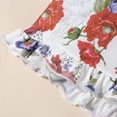 thumbnail image 4 of Gerichy Girls Summer Outfits, Girls Fly Sleeve Ribbed Tops T Shirt Floral Prints Suspenders Shorts Headbands Outfits, 4 of 9