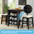 thumbnail image 3 of 3 Piece 35.8" Dining Table with Padded Stools, Table Set with Storage Shelf,Brown, 3 of 8