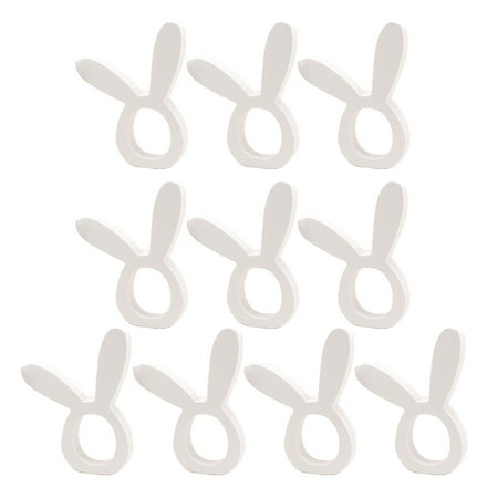 

HOMEMAXS White Rabbit Shape Napkin Rings for Party Use 10 Pieces Plastic Material Easter Decorations