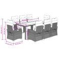 thumbnail image 4 of vidaXL 9 Piece Garden Dining Set with Cushions Grey Poly Rattan, 4 of 5