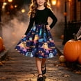 thumbnail image 3 of Mitankcoo Girls Halloween Dresses Long Sleeve Crew Neck Swing Midi Dress with Belt for Casual Wear 5-14Y, 3 of 8