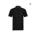 thumbnail image 4 of enqiretly Chef Uniforms Women Short Sleeve Chef Coat Double Breasted Working Jacket Restaurant Kitchen Cooking Clothes Workwear Black L, 4 of 9