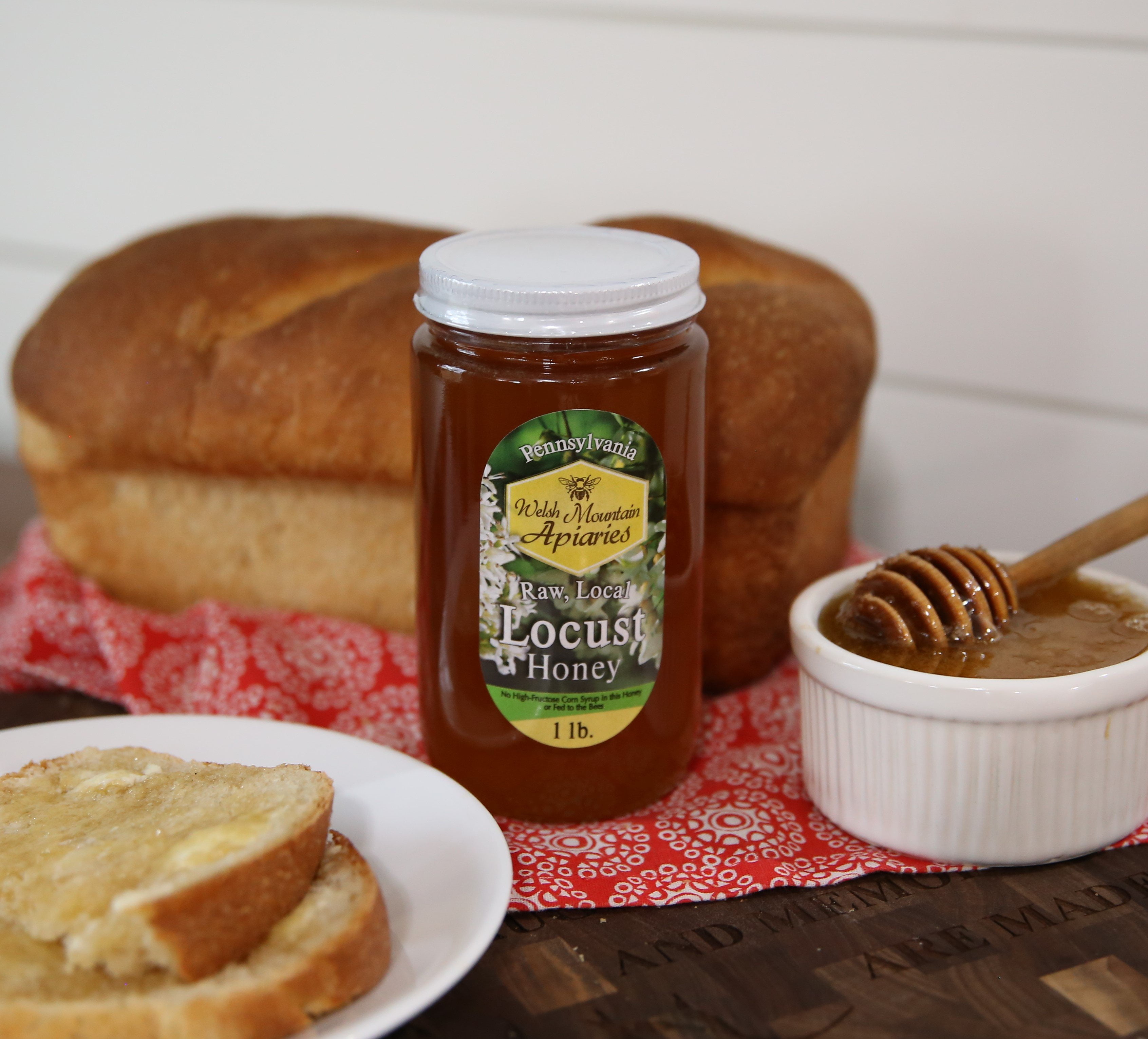 Pennsylvania Locust Honey by Welsh Mountain Apiaries, Raw and Unfiltered, Wild Forage Honey, 16 Ounce Jar
