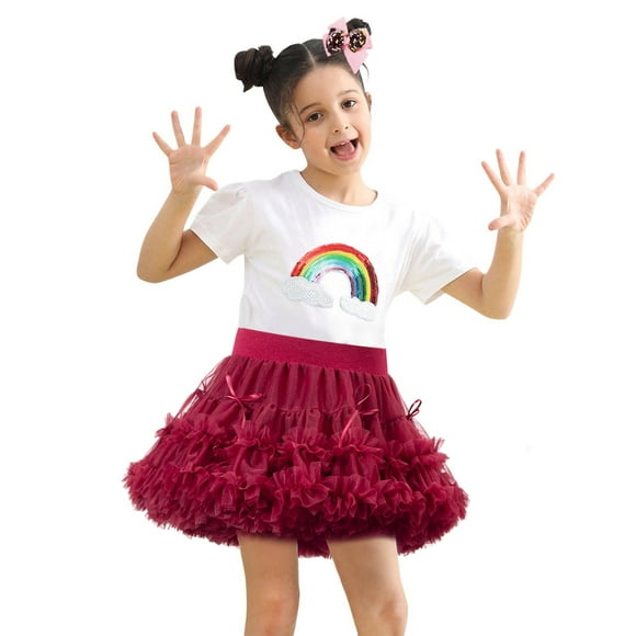 TSADFHJI Cute Girls Dresses Size 10-12 Children's Fashion Solid Color Bow Tutu Dress Girls' Tutu Dress 2-4 Years Wine