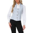 thumbnail image 1 of Chaleco Jacquard Steampunk Inspire Chic para Mujer con Cuello en U, de Un Solo Botón, Floral, Gótico, Talla M, Gris Claro, 1 of 5