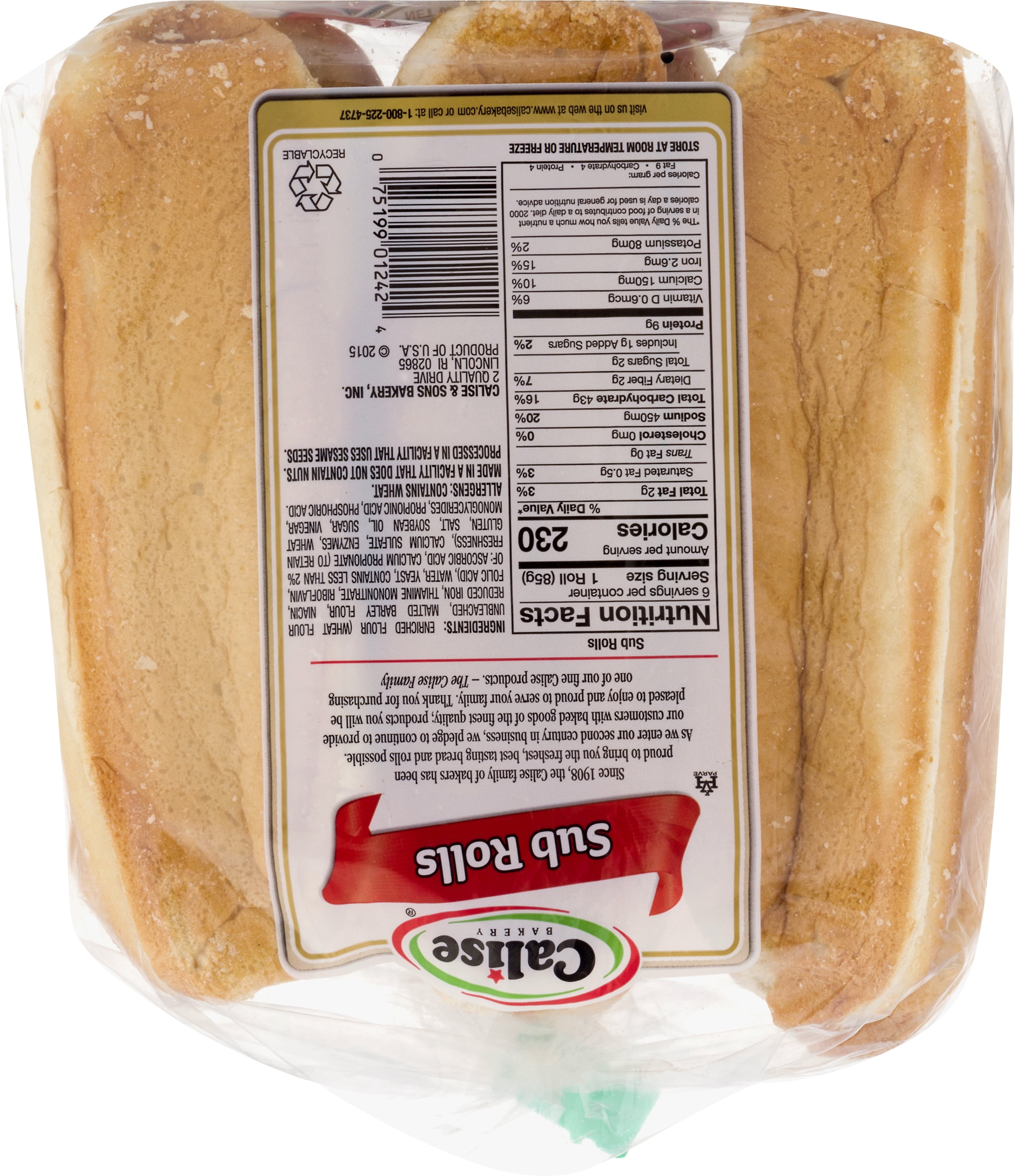 Calise Bakery Sub Rolls 18 oz