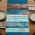 thumbnail image 5 of Table Runners 70 Inches Long Dress Scarves, Spring Sunflowers Farmhouse Coffee/Dining/Kitchen Table Decor, Holiday Table Runner, Yellow Floral Turquoise Farmhouse Wood Grain 13x70 Inch, 5 of 9