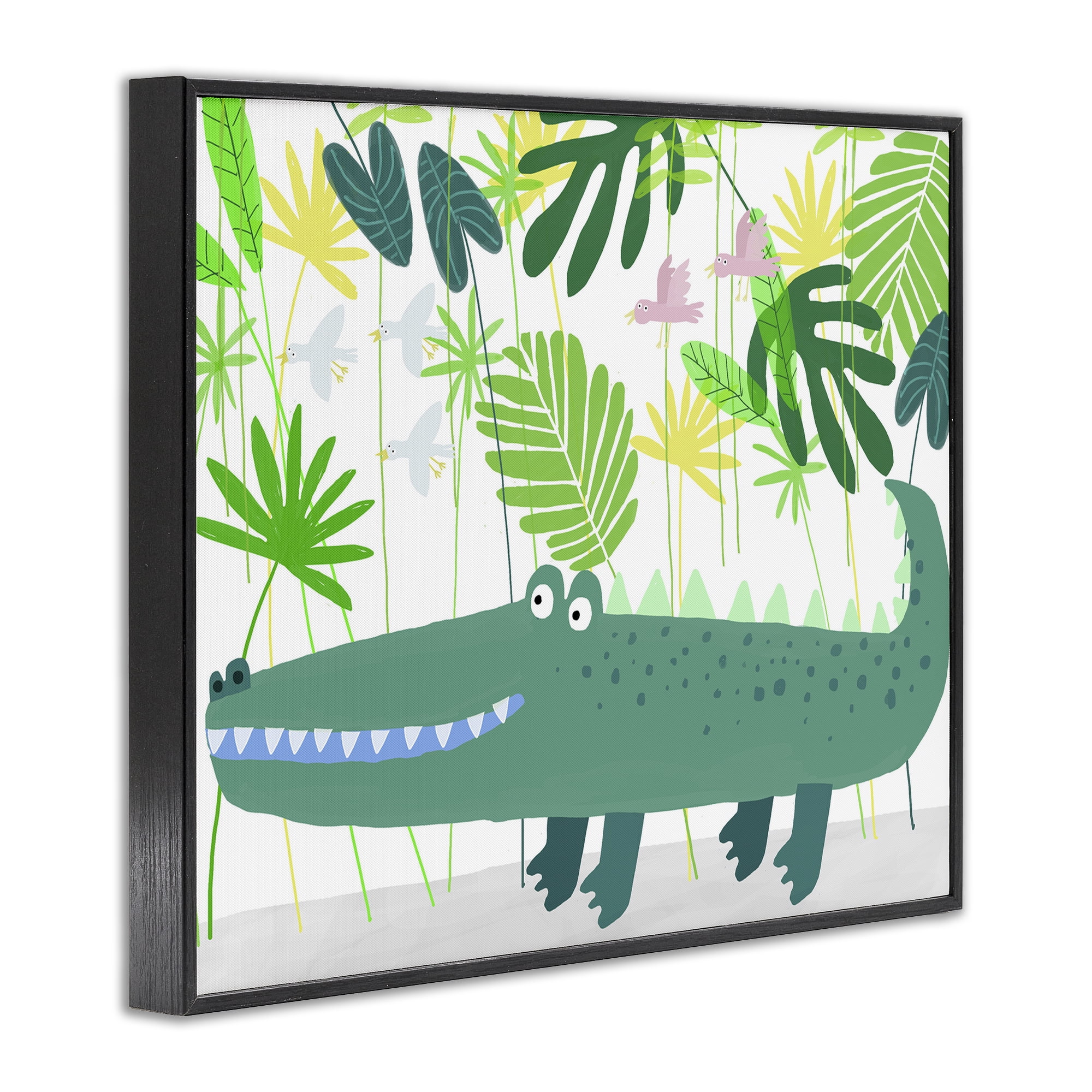 Stupell Industries Crocodile Jungle & Leaves Black Framed Giclee Art, design by Carla Daly