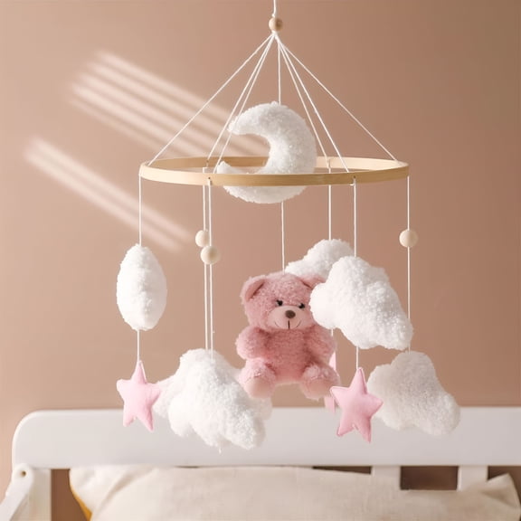 BESTSKY Delightful Crib Mobile Hanger with Plush Teddy Bear Encourages Hand-Eye Coordination for Joyful Nursery Crib Mobile Arm