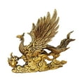 thumbnail image 4 of Phoenix Figurine Brass Statue Copper Ornament Prosperity Symbol Housewarming Gift Living Room Desk, 4 of 9