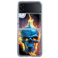thumbnail image 1 of MUNDAZE Samsung Galaxy Z Flip 4 Blue Flaming Skull Burning Fire Double Layer Phone Case Cover, 1 of 5