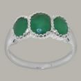 thumbnail image 3 of LBG British Made 925 Sterling Silver Natural Emerald Womens Promise Ring - 33 size options - Size 10.75, 3 of 7