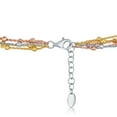 thumbnail image 2 of iJewelry2 Tri-color Sterling Silver Graduating Multi Strand Beaded Chain Necklace 17'' + 1'', 2 of 2