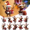 thumbnail image 2 of SLYNSHome Christmas Tree Deer Hanging Ornament,3.1 Inch Cute Reindeer with Gifts Box Xmas Flat Acrylic Elk Pendants for Holiday Car Backpacks Christmas Home Decoration Deer Lovers Gifts, 2 of 2