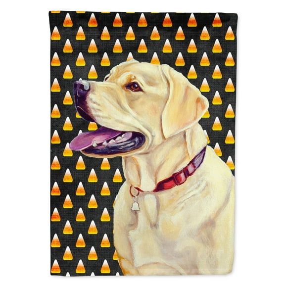 Carolines Treasures LH9079-FLAG-PARENT Labrador Yellow Candy Corn Halloween Portrait Flag  multicolor