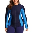 thumbnail image 1 of Charmo Womens Plus Size Long Sleeve Rash Guard Top Zipper Swimsuit Swim Shirt, 1 of 6