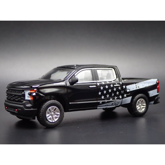 Open Box 2019-2025 CHEVY CHEVROLET SILVERADO TRUCK USA FLAG 1/64 SCALE DIECAST MODEL CAR