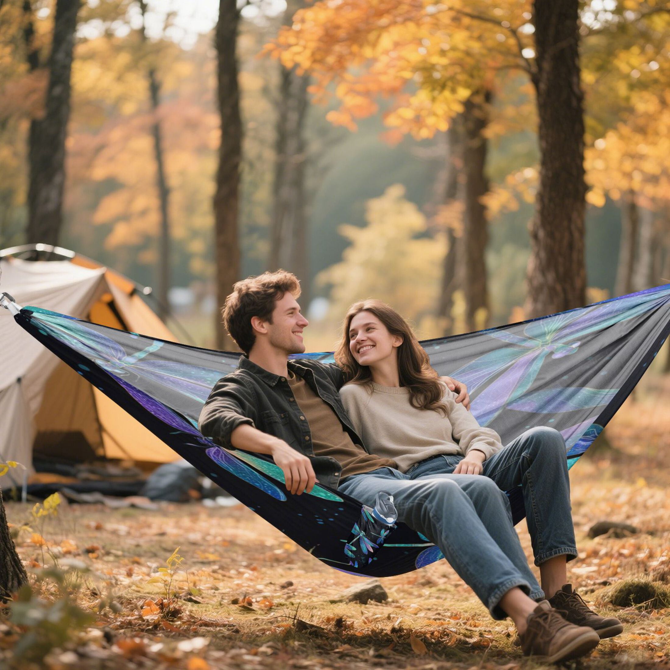 Hanging Hammock Portable Travel Camping For Outdooor Beach Camping Hiking Dragonflies Pattern
