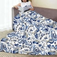 thumbnail image 6 of Honeii Blue Paisley Print Fleece Blanket - Throw Blanket for Bed, Sofa, Couch, Camping, and Travel , Microplush Ultra Soft Warm Blanket-40"x30", 6 of 7