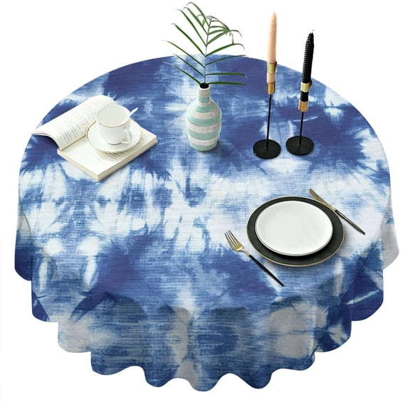 Colorful Tie Dye Pattern Round Tablecloth 60"x60",Wrinkle Wipeable Table Cloth for Kitchen Dining Room Picnic Patio Party