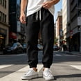 thumbnail image 2 of Mens Linen Pants Casual Summer Elastic Waist Baggy Joggers Lightweight Drawstring Beach Lounge Pants with Pockets, XL, 2 of 7