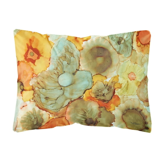 Carolines Treasures 8969PW1216 Abstract Flowers Teal and Orange Canvas Fabric Decorative Pillow, 12H x16W, multicolor