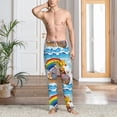 thumbnail image 5 of Uemuo Rainbow Animals on Noah's Ark Pattern Men's Wide Leg Palazzo Lounge Pants with Pockets Light Weight Loose Comfy Casual Pajama Pants-Large, 5 of 9
