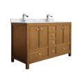 thumbnail image 6 of MEDUNJESS 60" Premium Double Sinks Bath Vanity Cabinet in Brown Oak with Calacatta Marble Countertop & Faucet Hole, 6 of 7