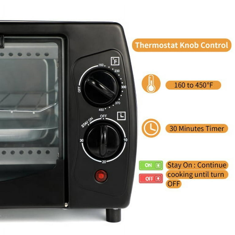 4-Slice Toaster Oven with Natural Convection, Bake, Broil, Toast