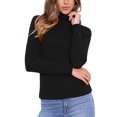 thumbnail image 2 of Suéteres de manga larga para mujeres, cuello de tortuga falso, casuales, de moda, ajustados, camiseta de cachemira, suéter pullover, XL, negro, 2 of 6