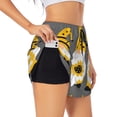 thumbnail image 2 of Bixox Women's Bee Kind pattern 2 in 1 Running Shorts - Lightweight Athletic Workout Gym Yoga Shorts Liner with Pockets - Large, 2 of 7