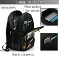 thumbnail image 4 of Balery Gold Pattern Black Skull Mochila con carga USB para hombre y mujer - Mochila impermeable y antirrobo para portátil con puerto USB para viajes, trabajo, estudios y universidad, 4 of 7