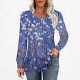 thumbnail image 2 of Raeneomay Long Sleeve Shirts for Women Casual Fashion Loose Pleated Round Neck Fashion Print Long Sleeved Round Neck Tops, 2 of 5