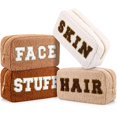 thumbnail image 1 of Bolsa de maquillaje Paterr Chenille Letter Preppy Patches de felpa, 1 of 7