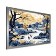 thumbnail image 2 of Designart "China's Blossoming Landscape in Blue and Yellow I" Landscapes Framed Wall Art Decor - Traditional Blue China Entryway Framed Wall Art Print, 2 of 6