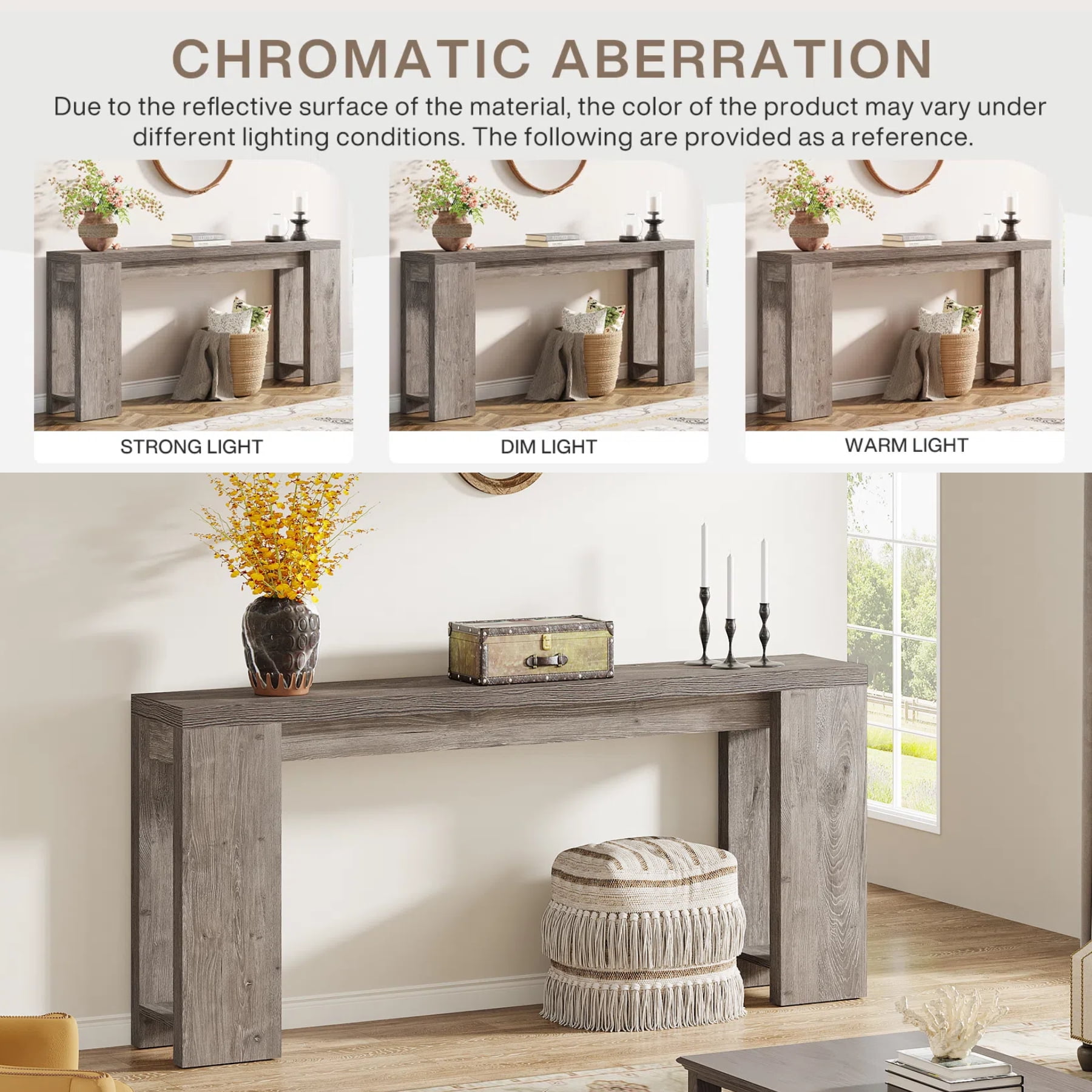 Fnova 70.9" Extra Long Console Table, Wide Sideboard Sofa Table, Farmhouse Entryway Table Behind Couch Accent Table for Living Room Hallway Home Decor Furniture