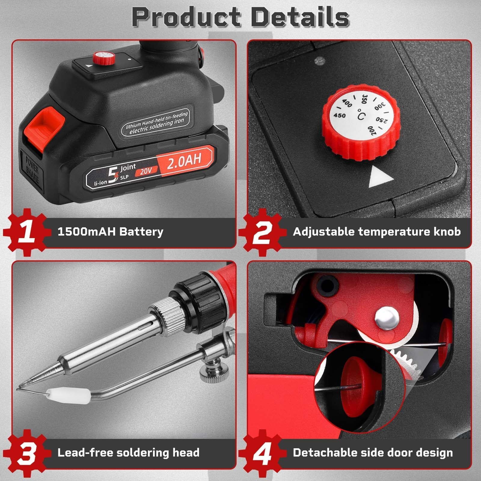 LiteBee Cordless Soldering Iron Welding Kit for Repair, One-handed Welding Iron 20V Battery Automatic Gun Solder Tools