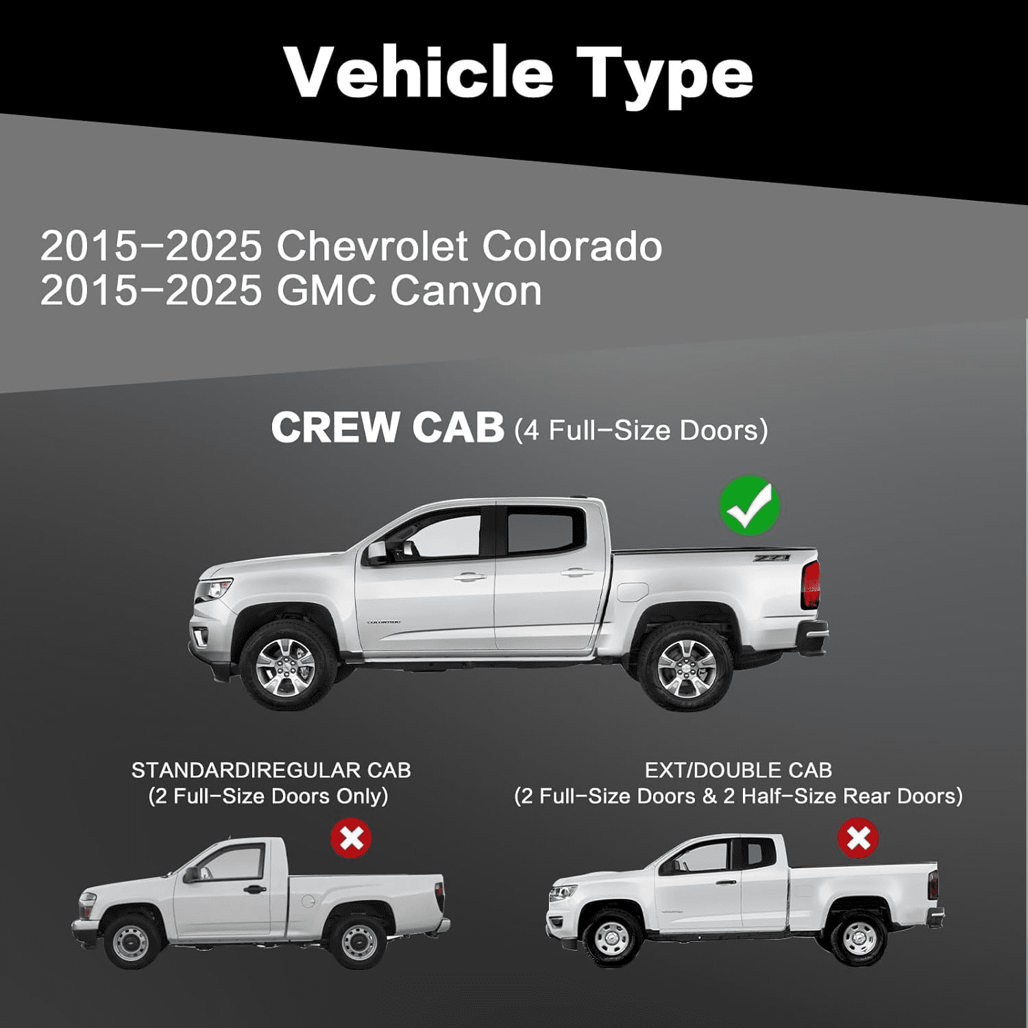 TPA Running Boards Side Steps for 2015-2025 Chevy Colorado & GMC Canyon Crew Cab (4 Full Size Doors) Two Sairs Desig Bolt-on Side Rails Step Nerf Bars, Easy To Install Carbon Steel Truck Accessories