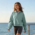 thumbnail image 3 of Womens Sweatshirts Half Zip Fleece Pullover Fall Outfits | Fall Fashion Clothes 2026,Cropped Sweatshirts,Cute Y2k Tops,Winter Loungwear Outfits Mint Green L, 3 of 7