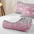 thumbnail image 4 of meiyoeat Girly Sequin Print Bow Quilt Full for Girls Women, Princess Gemstones Full Bedspread Sets, Pink Silver, 3-Piece, 4 of 7