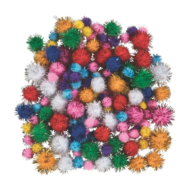 Glitter Pom Poms Craft Supplies 150 Pieces Walmart Com Walmart Com
