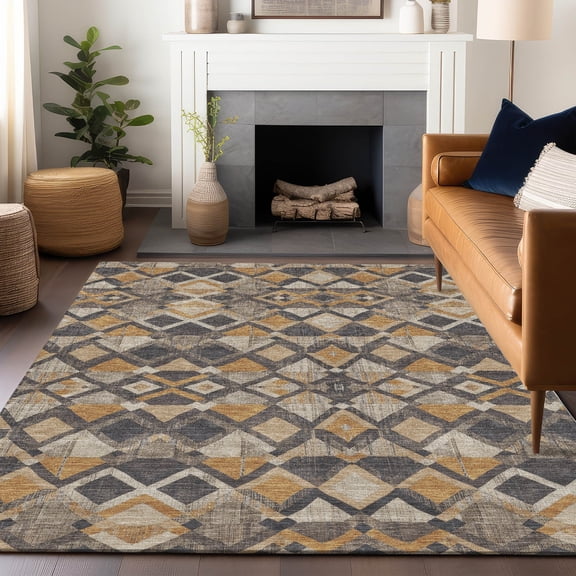 Addison Rugs Machine Washable Indoor/ Outdoor Boho Geo Chantille Rug 10' x 14' - Wheat